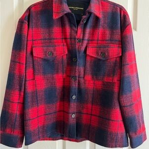 Amanda Uprichard Hollis Shirt Jacket in Red and Navy
